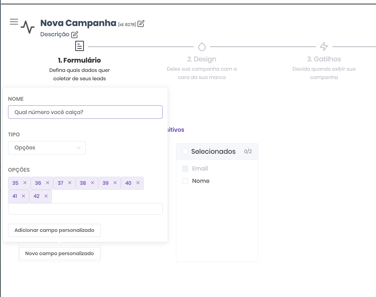 Popconvert Forms — configure data collection fields