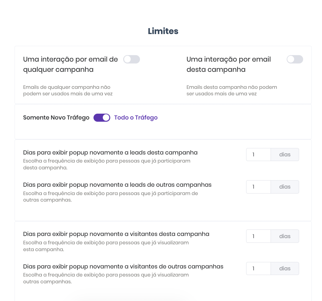 Limits — frequency and display control for campaigns