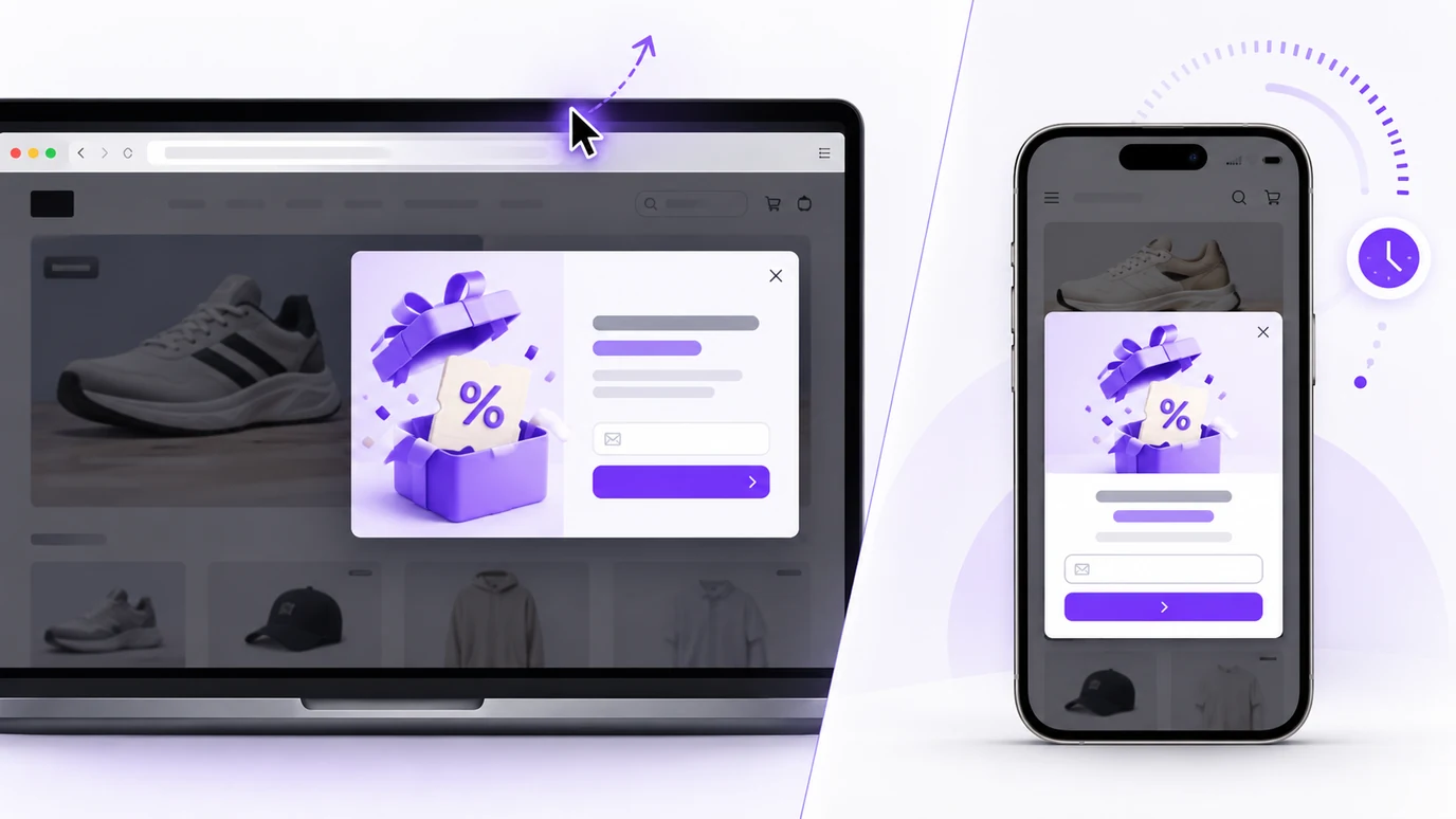 Comparação entre exit intent no desktop e no mobile