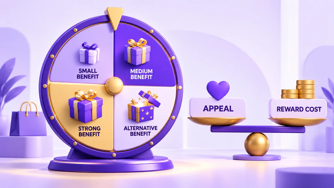 Prize mix that balances appeal and reward cost on a spin wheel