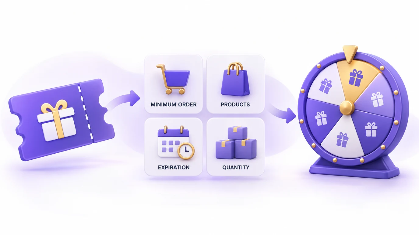 Flow from coupon rules to spin wheel prizes