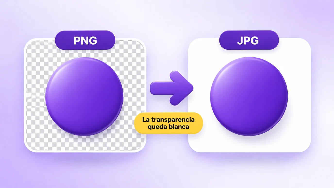 Al convertir un PNG con transparencia a JPG, las áreas transparentes quedan blancas