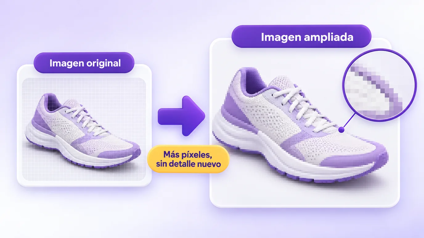 Ampliar una imagen agrega píxeles, pero no crea detalle nuevo
