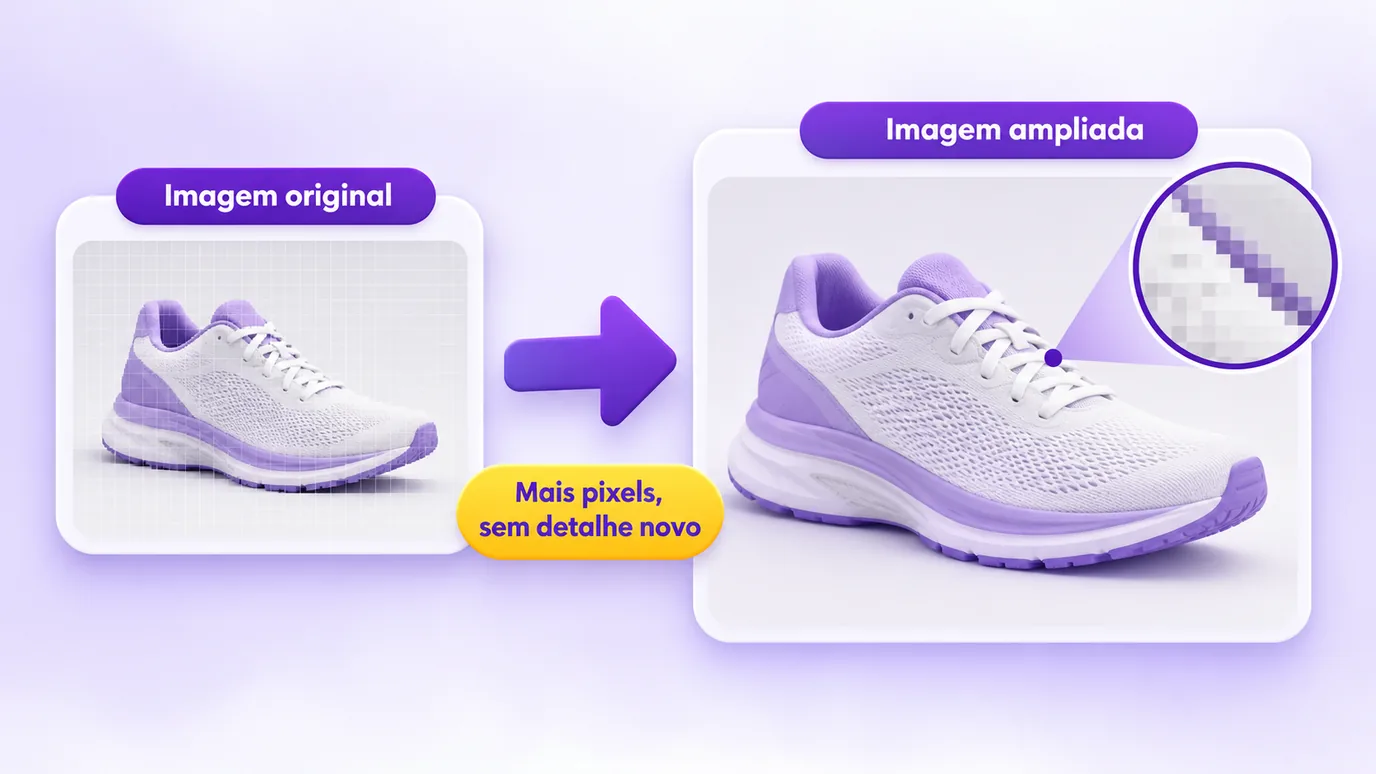 Ampliar uma imagem aumenta os pixels, mas não cria detalhe novo