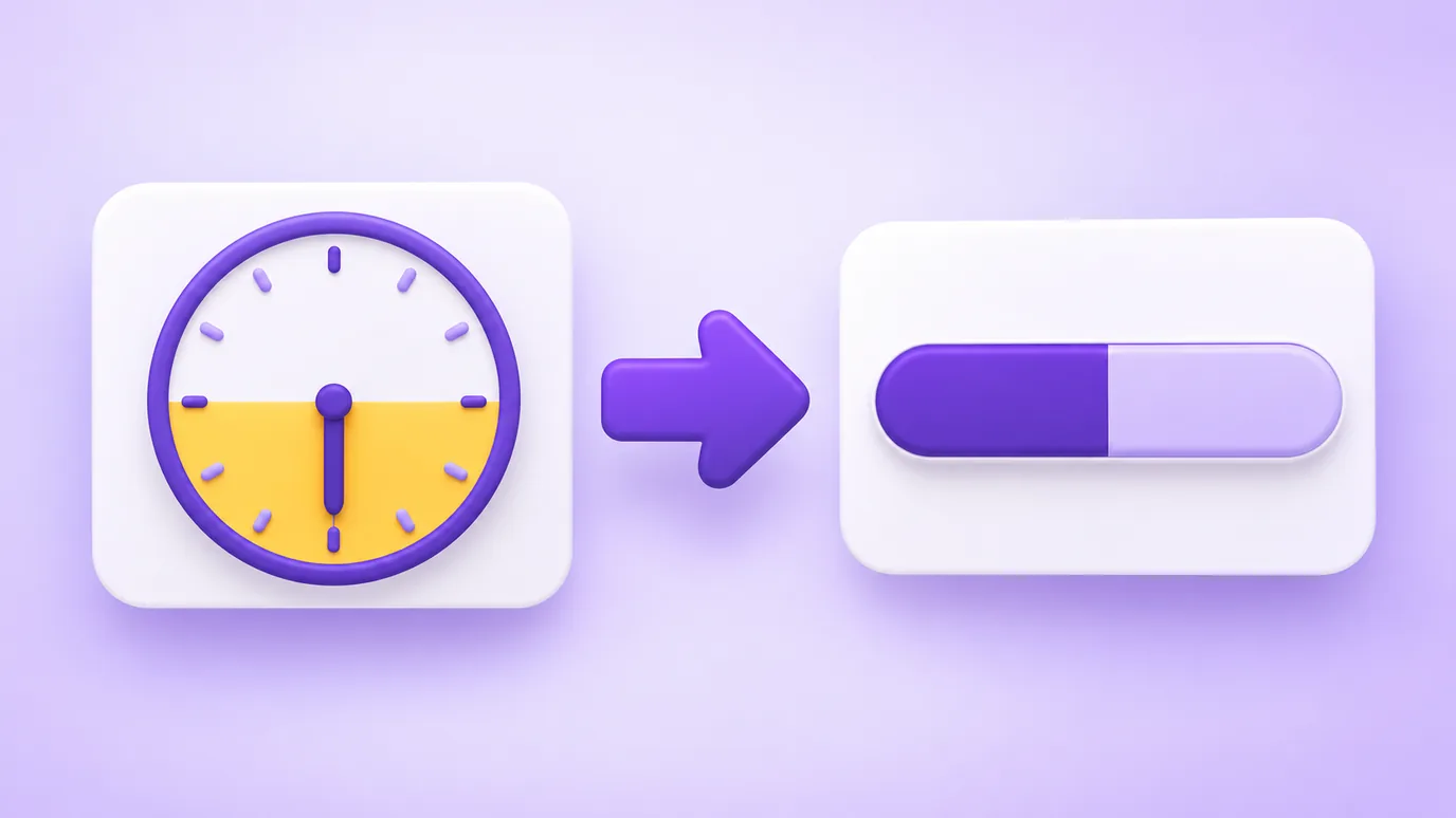 Uma seta de horas e minutos para a forma decimal, indicando que 8h30 vale 8,5