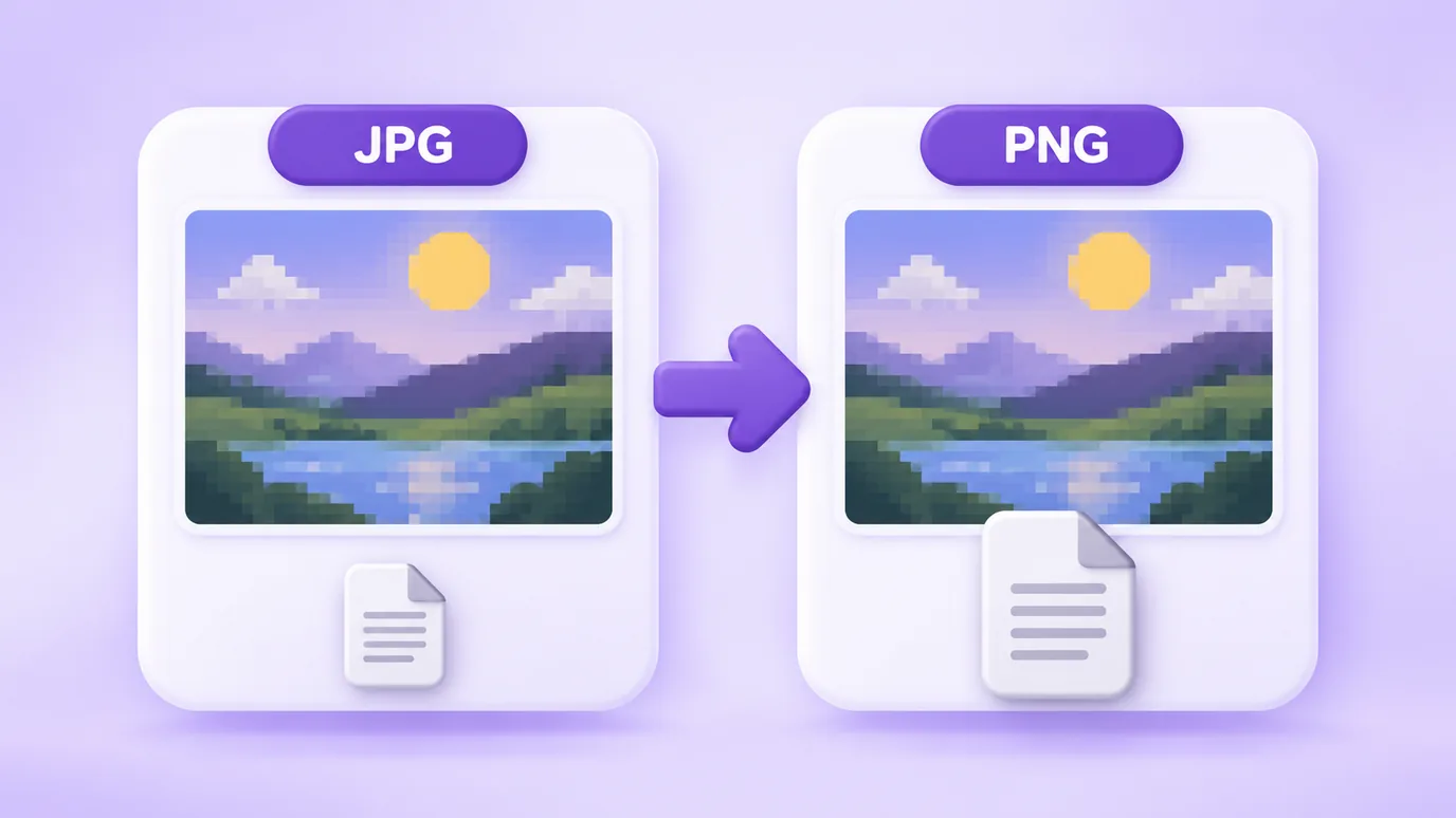 Un JPG convertido a PNG: los mismos píxeles, sin ganancia de calidad, en un archivo más grande