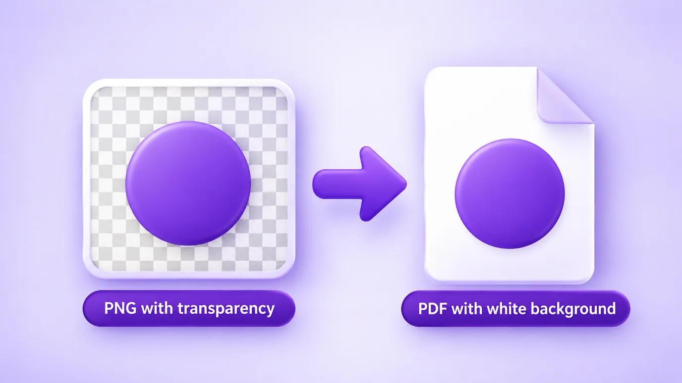 A PNG with a transparent background becomes a PDF page with a white background