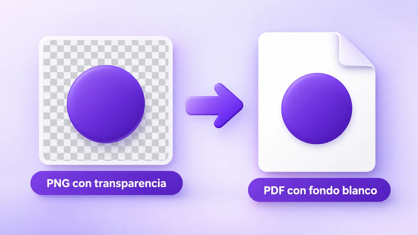 Un PNG con fondo transparente se convierte en una página de PDF con fondo blanco