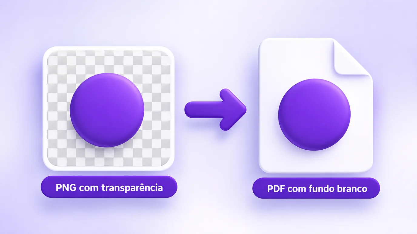 Um PNG com fundo transparente vira uma página de PDF com fundo branco