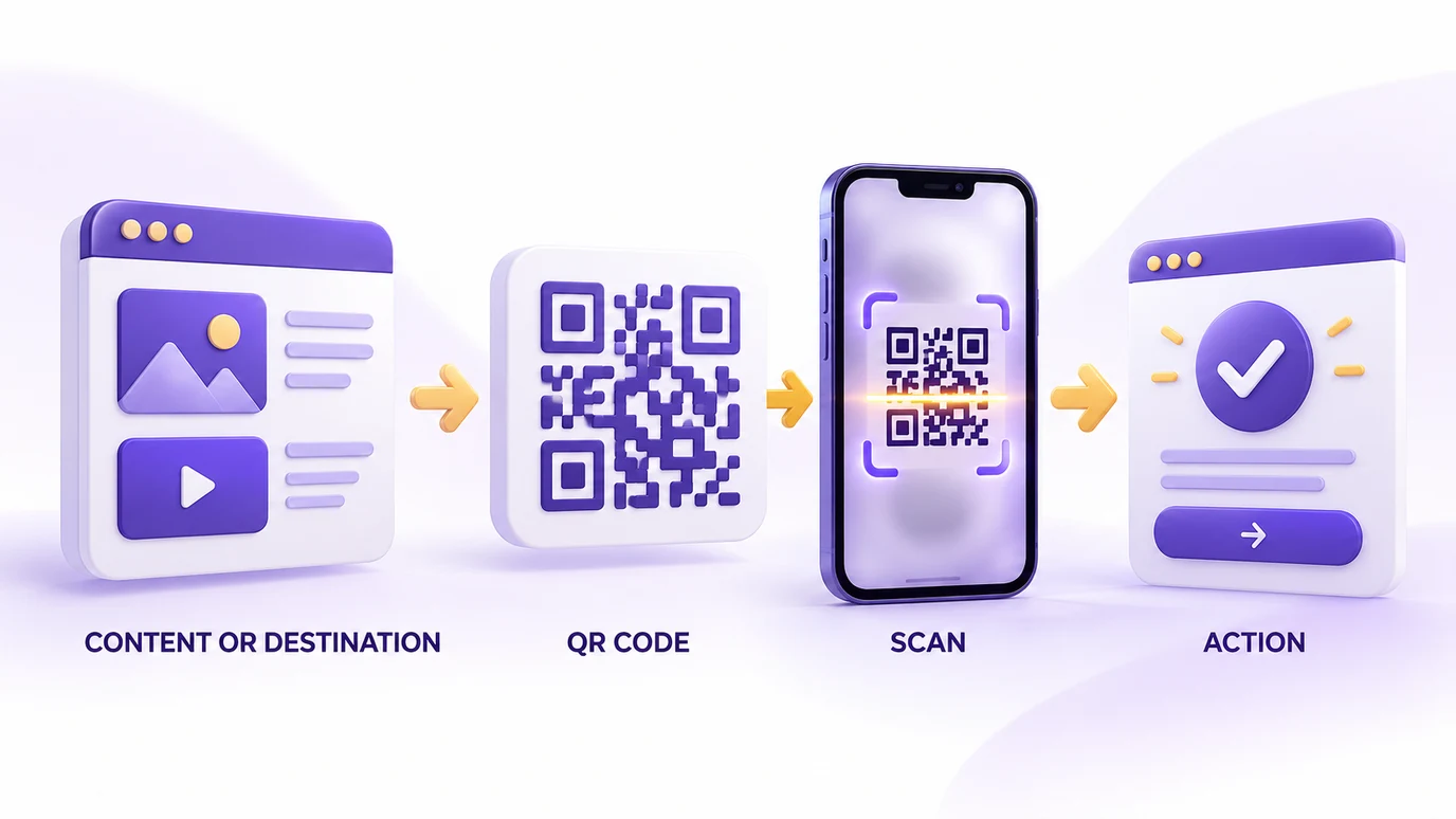 How a QR Code works from content to action